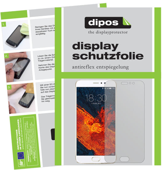 Matte Displayschutzfolie von dipos passend für Meizu Pro 6 Plus, präziser Zuschnitt und blasenfrei montiert