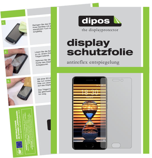 Matte Displayschutzfolie von dipos passend für Meizu Pro 7 Plus, präziser Zuschnitt und blasenfrei montiert