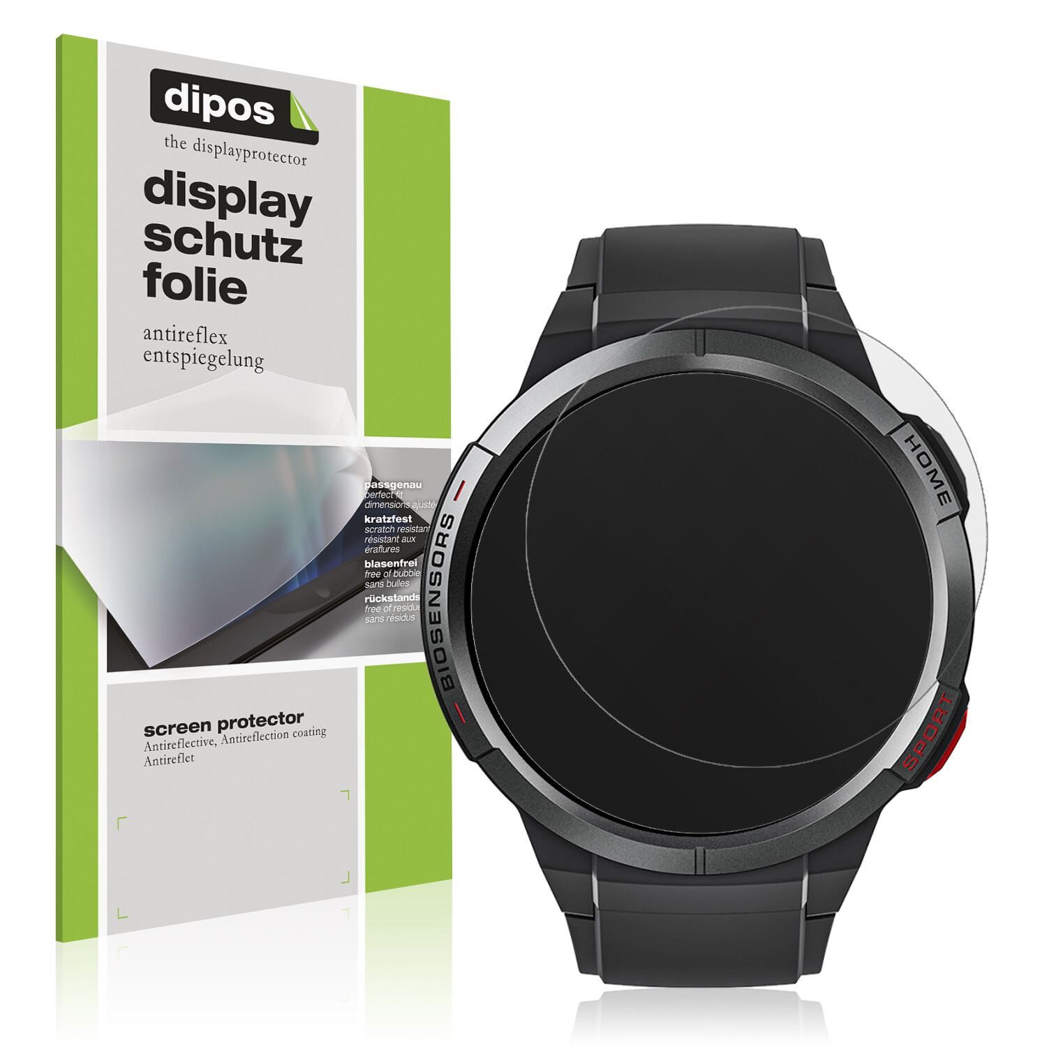 Matte Displayschutzfolie von dipos passend für Mibro Watch GS, präziser Zuschnitt und blasenfrei montiert
