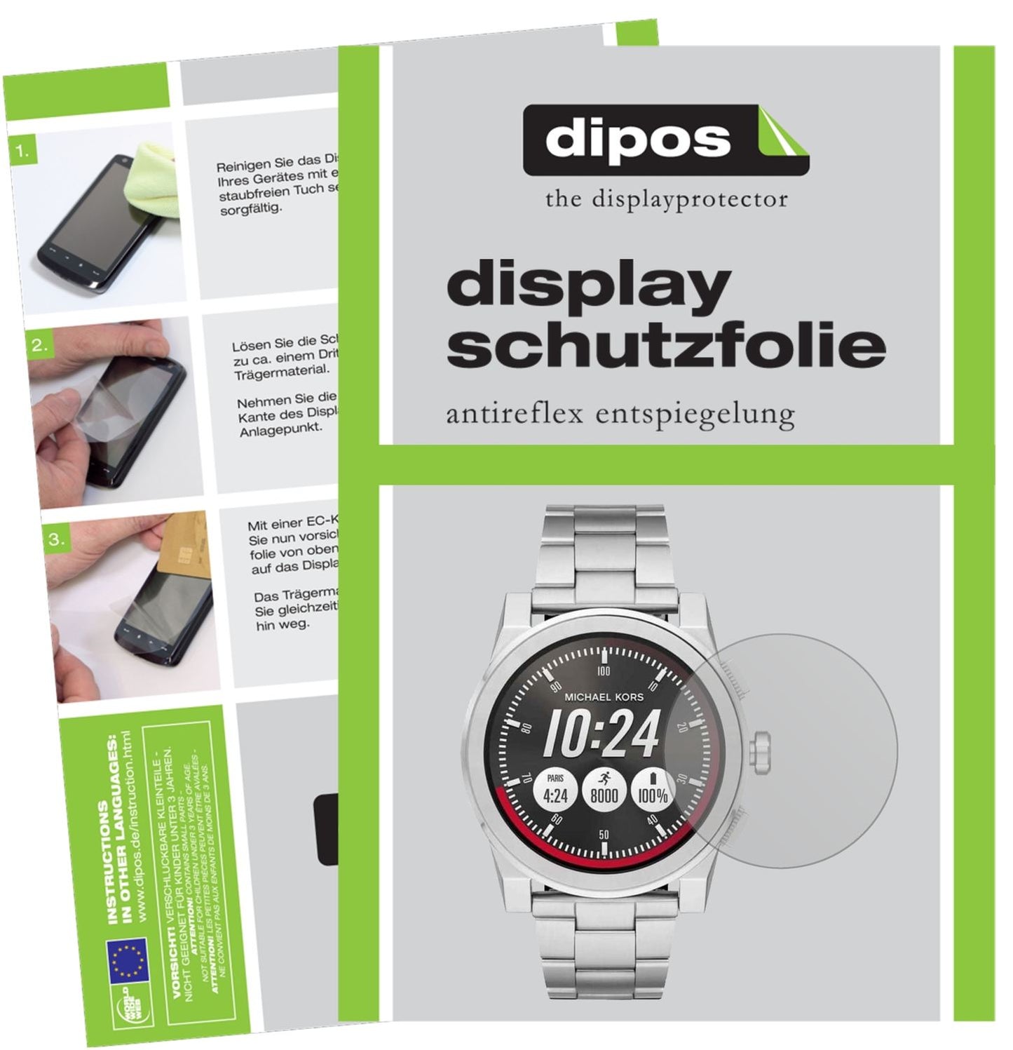 Matte Displayschutzfolie von dipos passend für Michael Kors Grayson, präziser Zuschnitt und blasenfrei montiert