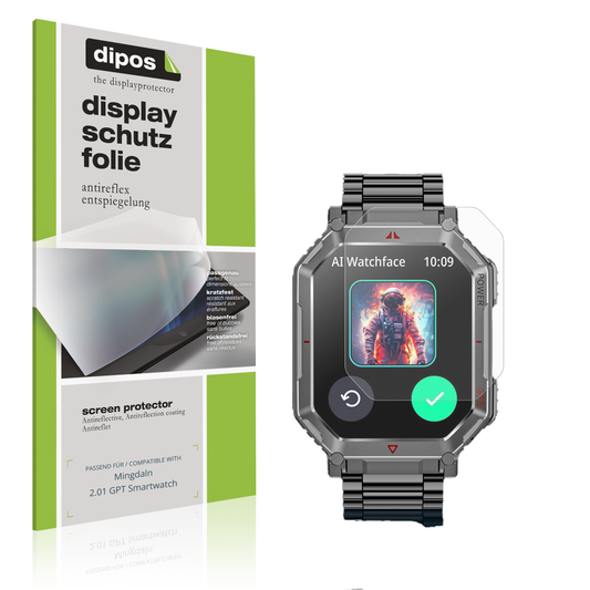 Matte Displayschutzfolie von dipos passend für Mingdaln 2.01 GPT Smartwatch, präziser Zuschnitt und blasenfrei montiert