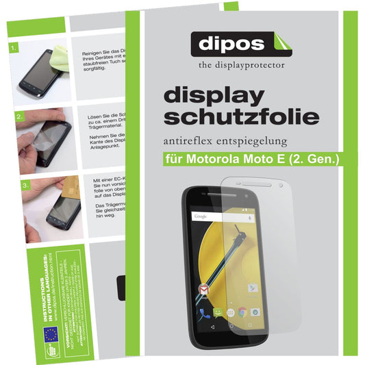 Matte Displayschutzfolie von dipos passend für Moto E (2. Gen.) Motorola, präziser Zuschnitt und blasenfrei montiert