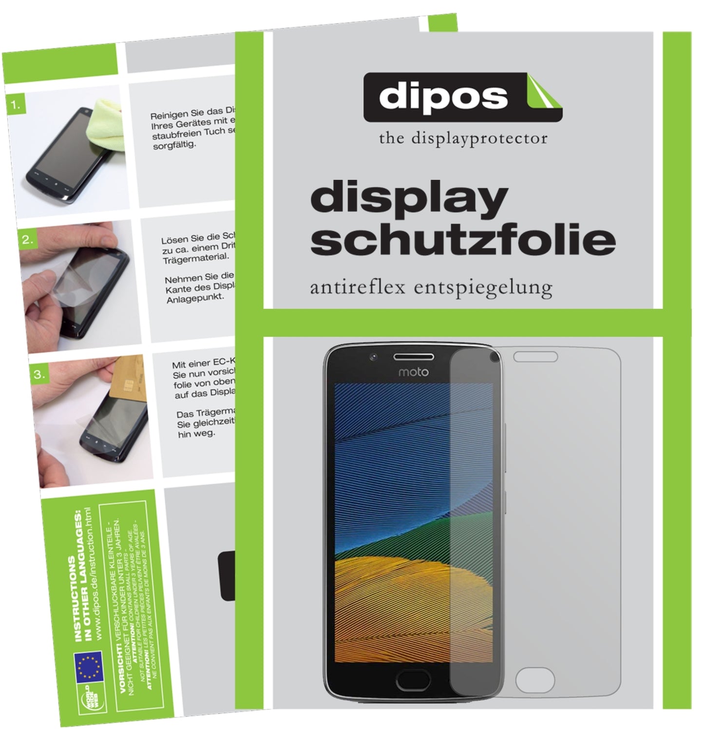 Matte Displayschutzfolie von dipos passend für Motorola Moto G5, präziser Zuschnitt und blasenfrei montiert