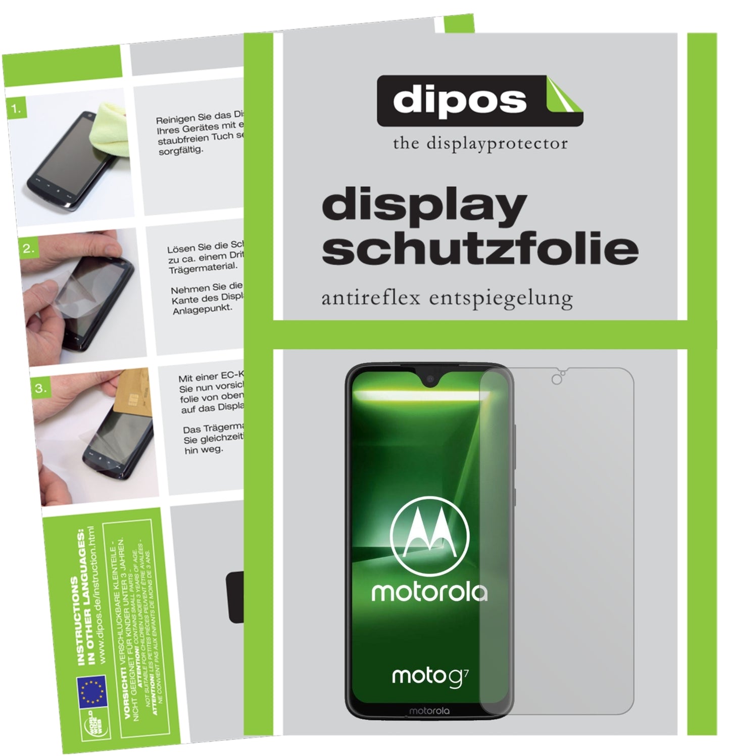 Matte Displayschutzfolie von dipos passend für Motorola Moto G7, präziser Zuschnitt und blasenfrei montiert