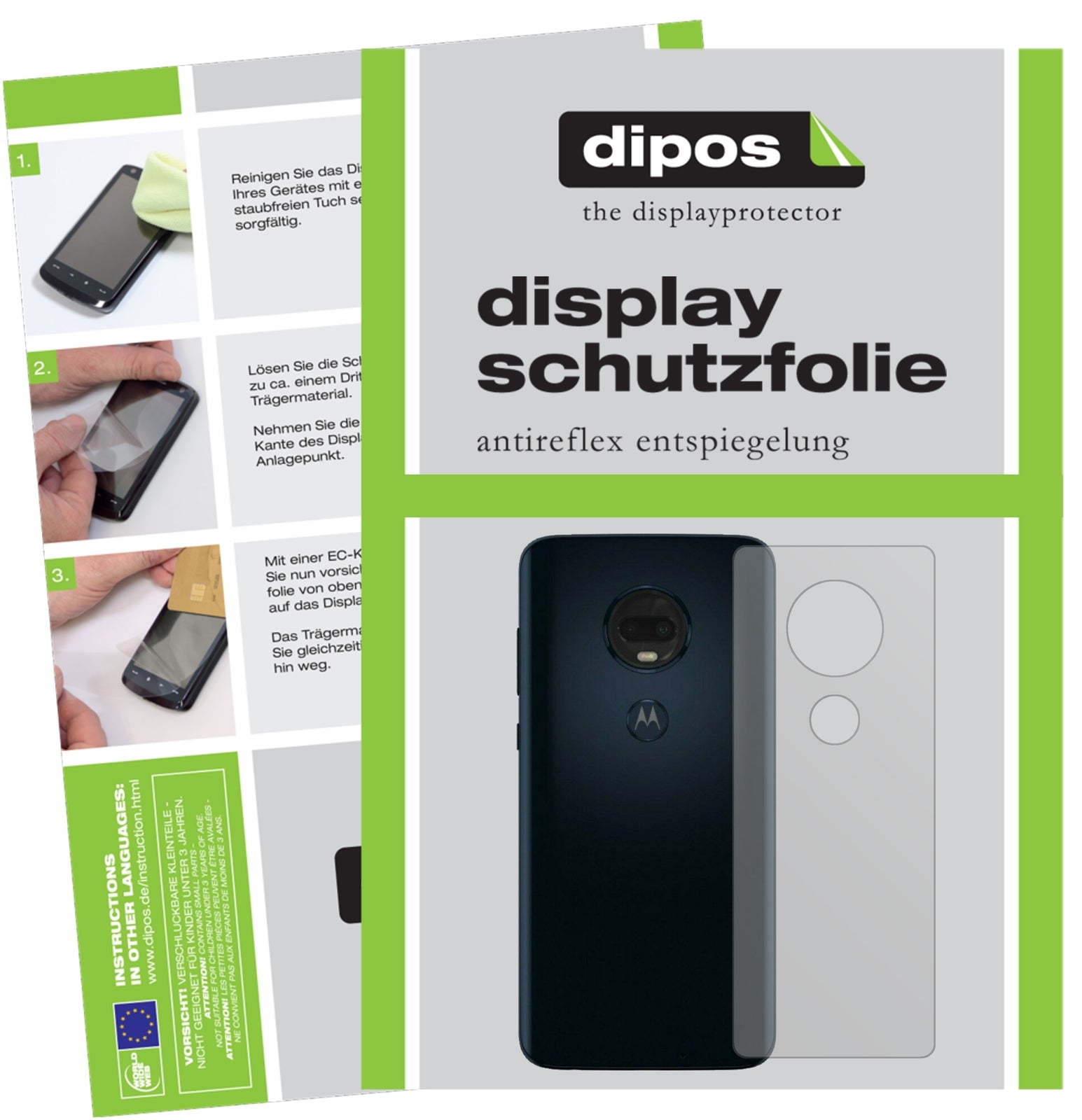 Matte Displayschutzfolie von dipos passend für Motorola Moto G7 Rückseite, präziser Zuschnitt und blasenfrei montiert