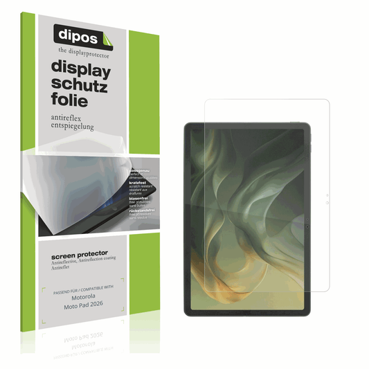 Matte Displayschutzfolie von dipos passend für Motorola Moto Pad 2026, präziser Zuschnitt und blasenfrei montiert
