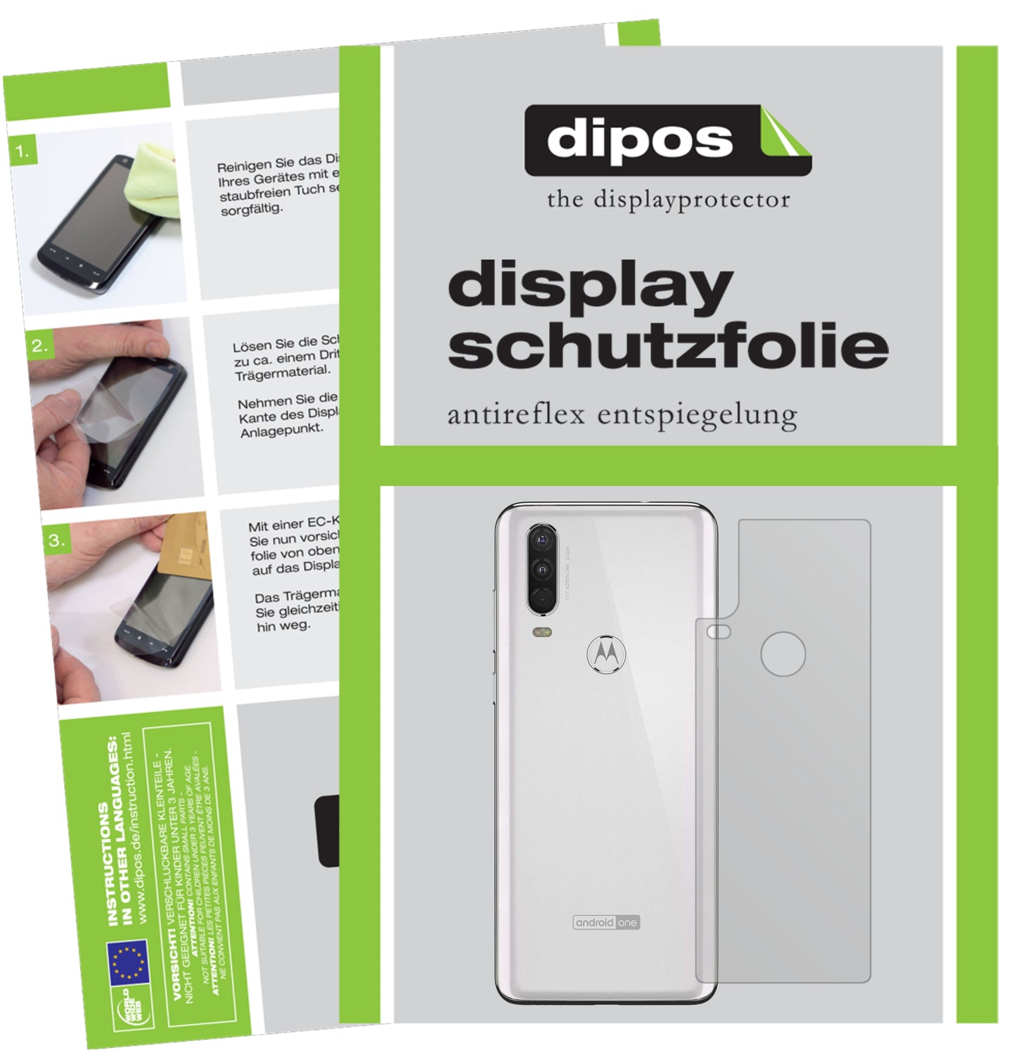 Matte Displayschutzfolie von dipos passend für Motorola One Action Rückseite, präziser Zuschnitt und blasenfrei montiert
