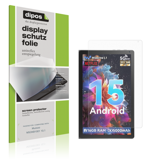 Matte Displayschutzfolie von dipos passend für Muisoo MSOKB1001 10.1, präziser Zuschnitt und blasenfrei montiert