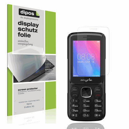 Matte Displayschutzfolie von dipos passend für Myria Endless 3G, präziser Zuschnitt und blasenfrei montiert