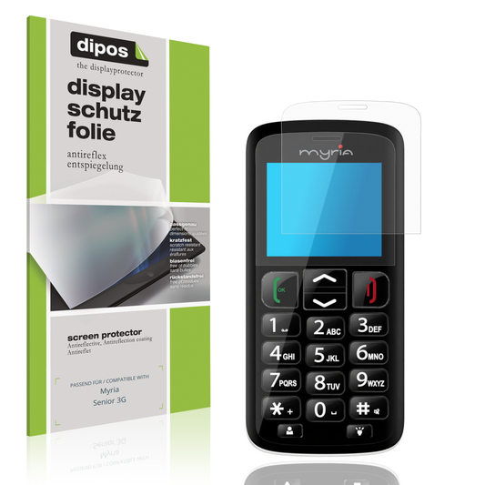 Matte Displayschutzfolie von dipos passend für Myria Senior 3G, präziser Zuschnitt und blasenfrei montiert