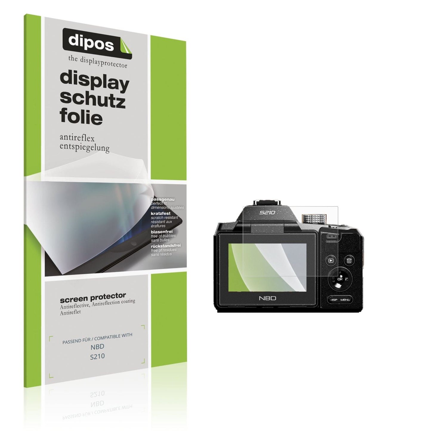 Matte Displayschutzfolie von dipos passend für NBD S210, präziser Zuschnitt und blasenfrei montiert