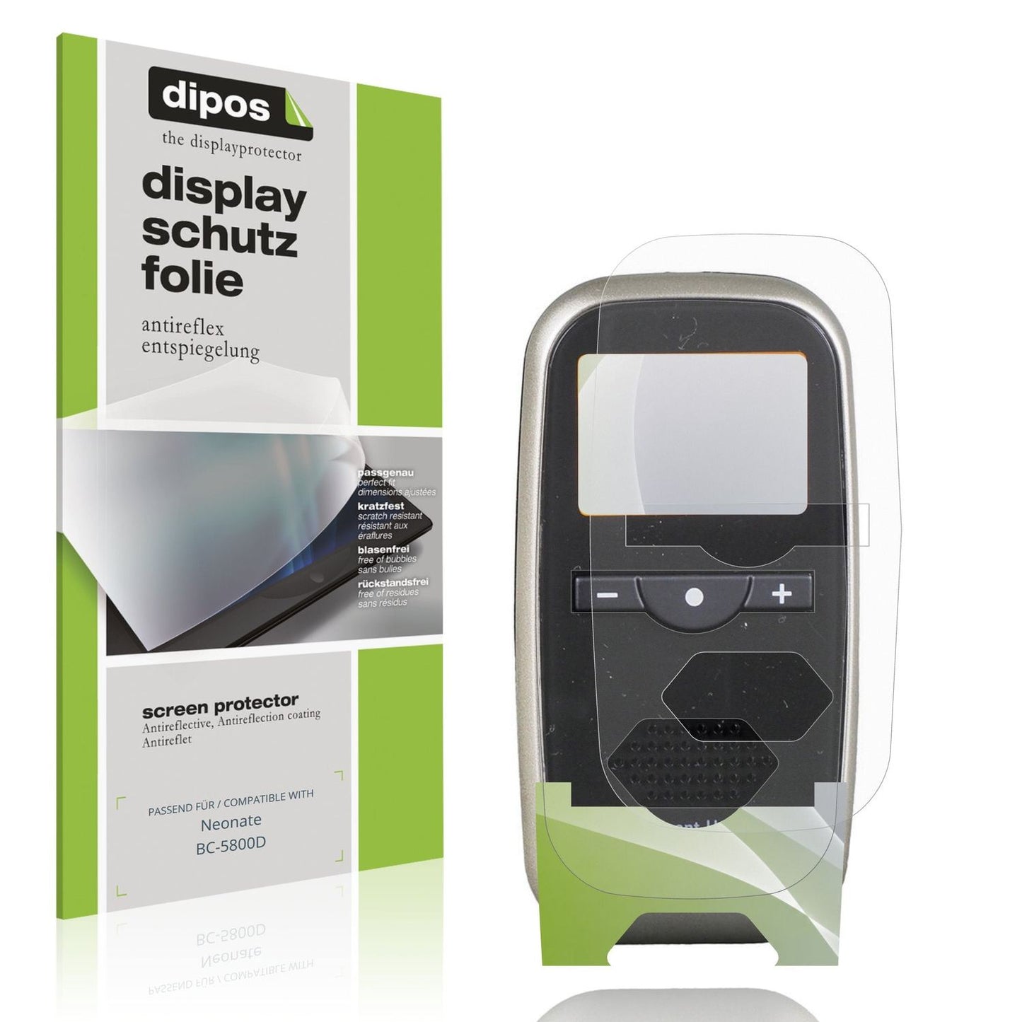 Matte Displayschutzfolie von dipos passend für Neonate BC-5800D, präziser Zuschnitt und blasenfrei montiert