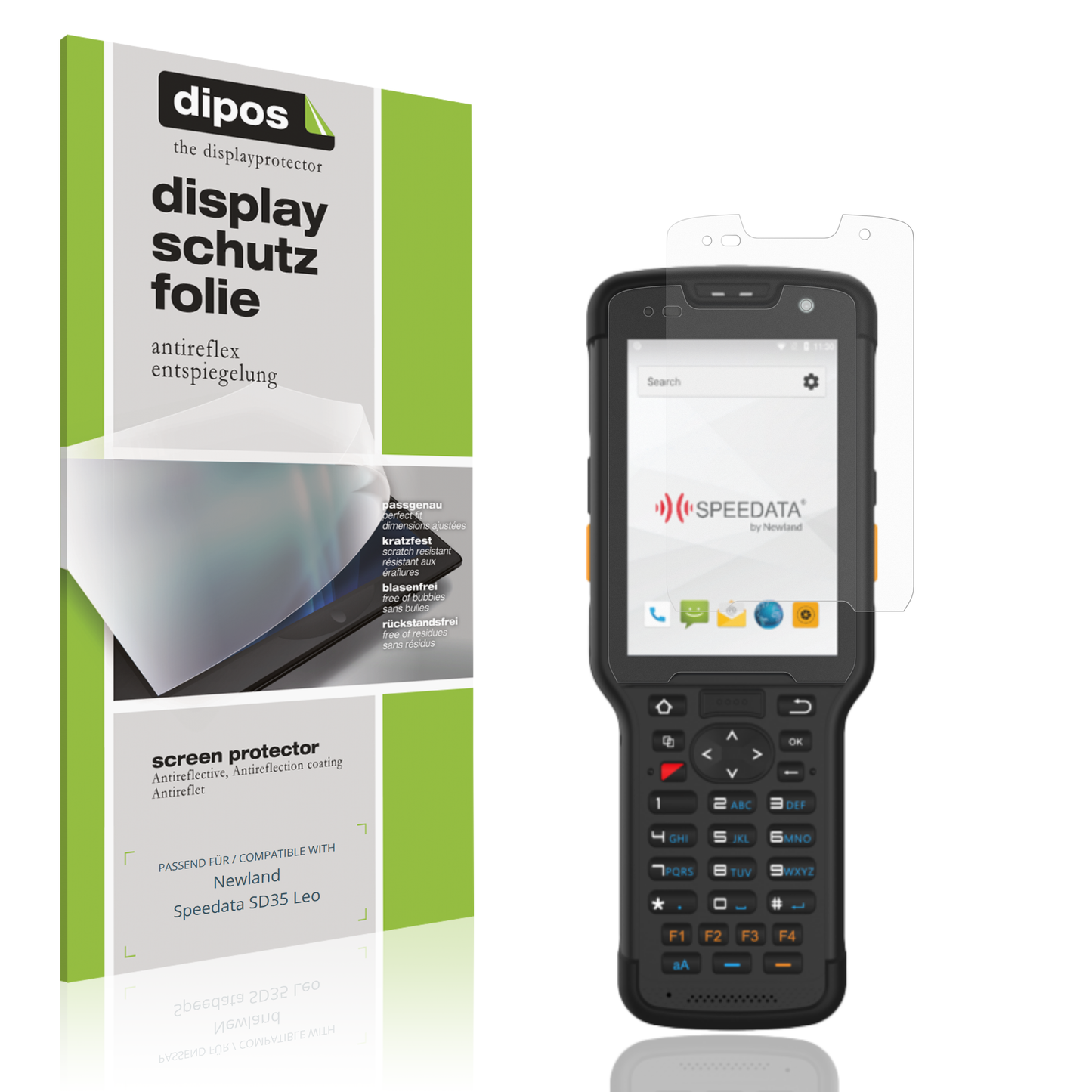 Matte Displayschutzfolie von dipos passend für Newland Speedata SD35 Leo, präziser Zuschnitt und blasenfrei montiert