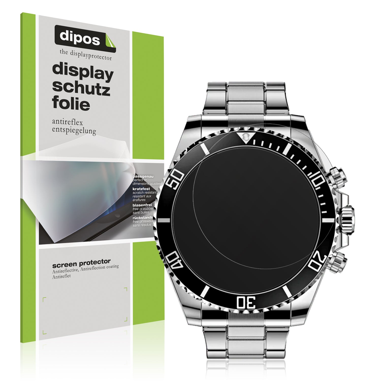 Matte Displayschutzfolie von dipos passend für Nexos Pro Smartwatch, präziser Zuschnitt und blasenfrei montiert
