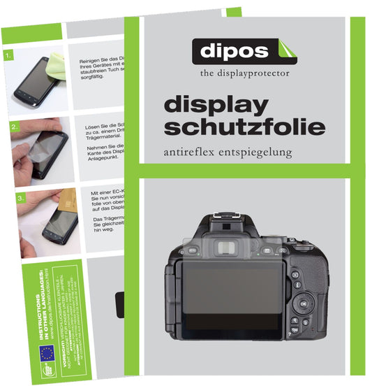 Matte Displayschutzfolie von dipos passend für Nikon 5500, präziser Zuschnitt und blasenfrei montiert