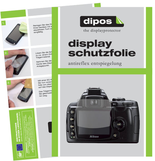 Matte Displayschutzfolie von dipos passend für Nikon D40x, präziser Zuschnitt und blasenfrei montiert