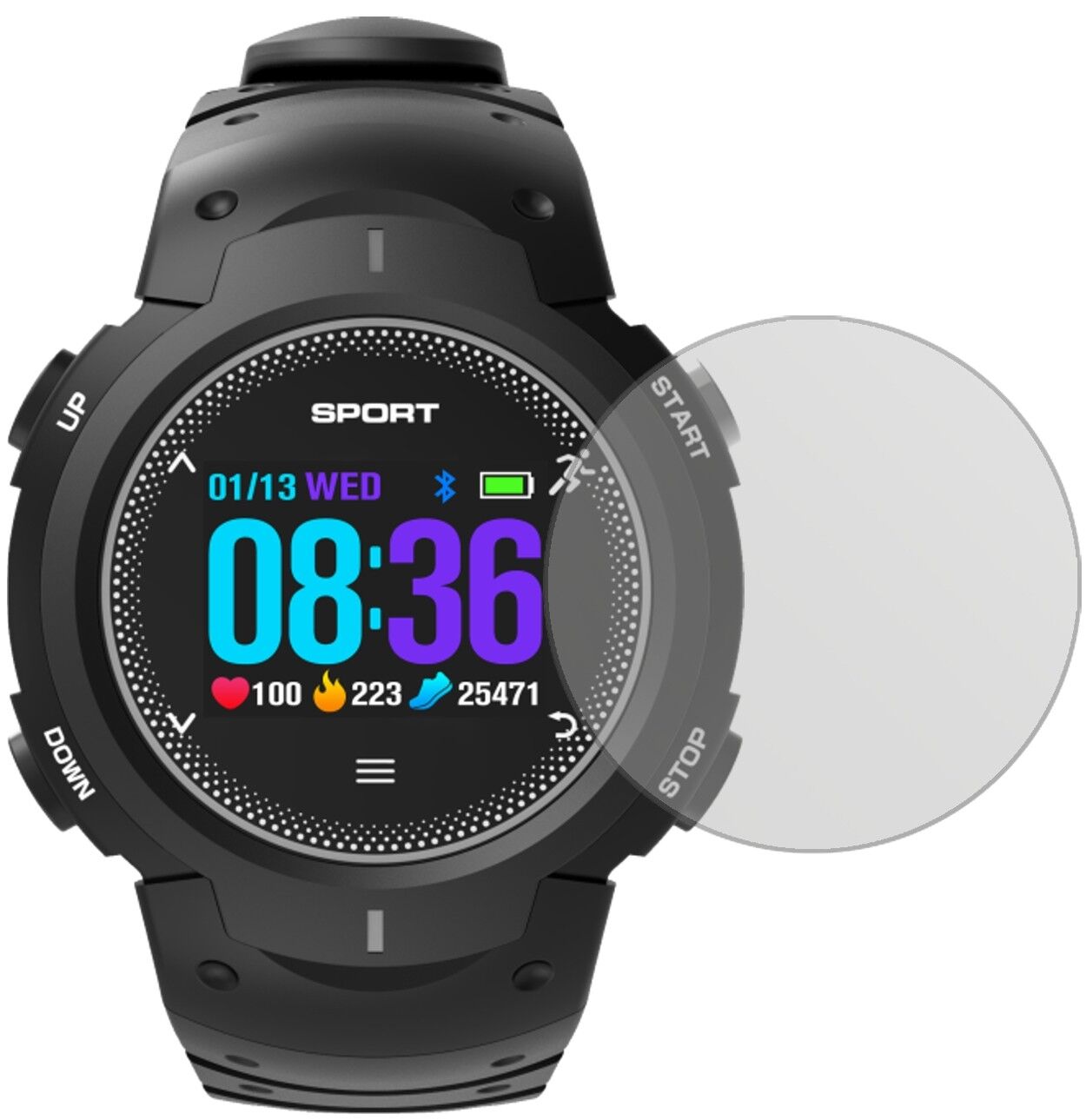 Matte Displayschutzfolie von dipos passend für No.1 F13 Smartwatch, präziser Zuschnitt und blasenfrei montiert