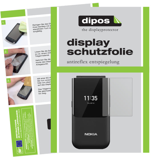 Matte Displayschutzfolie von dipos passend für Nokia 2720 Flip Rückseite, präziser Zuschnitt und blasenfrei montiert