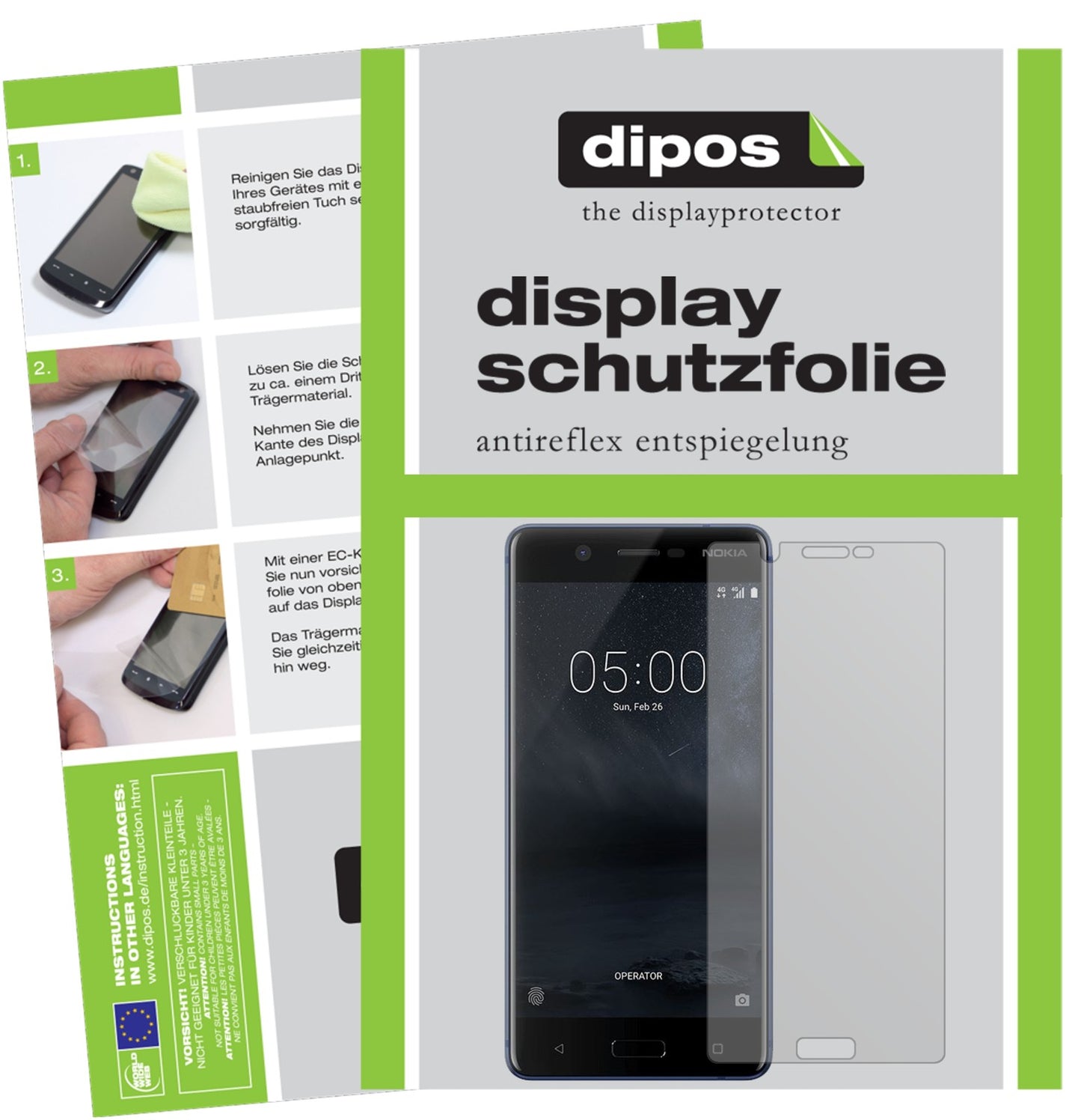 Matte Displayschutzfolie von dipos passend für Nokia 5, präziser Zuschnitt und blasenfrei montiert