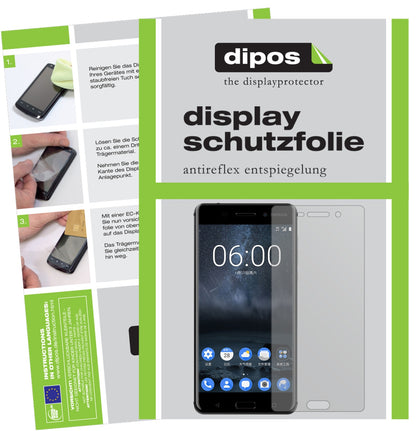 Matte Displayschutzfolie von dipos passend für Nokia 6, präziser Zuschnitt und blasenfrei montiert