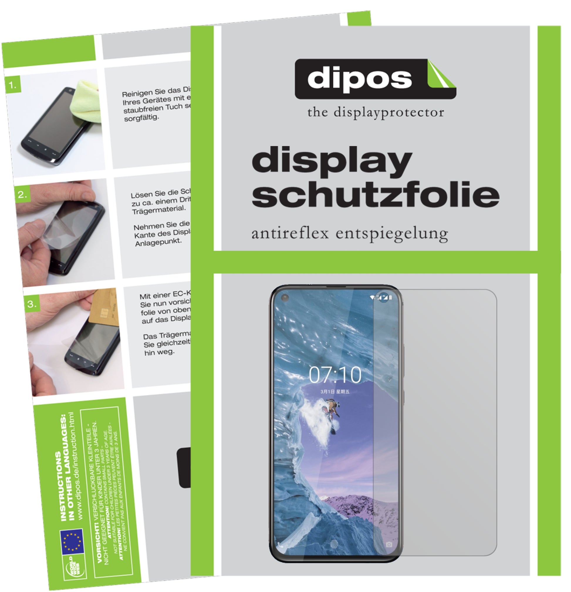 Matte Displayschutzfolie von dipos passend für Nokia X71, präziser Zuschnitt und blasenfrei montiert