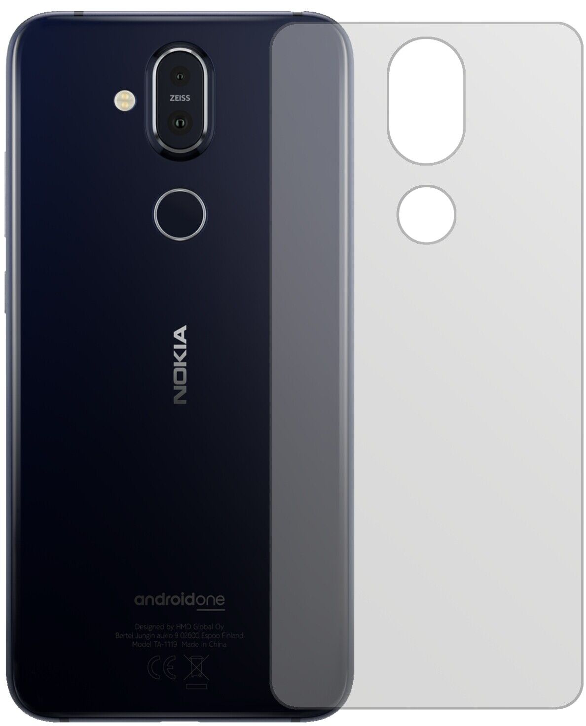 Matte Displayschutzfolie von dipos passend für Nokia 8.1 Rückseite, präziser Zuschnitt und blasenfrei montiert
