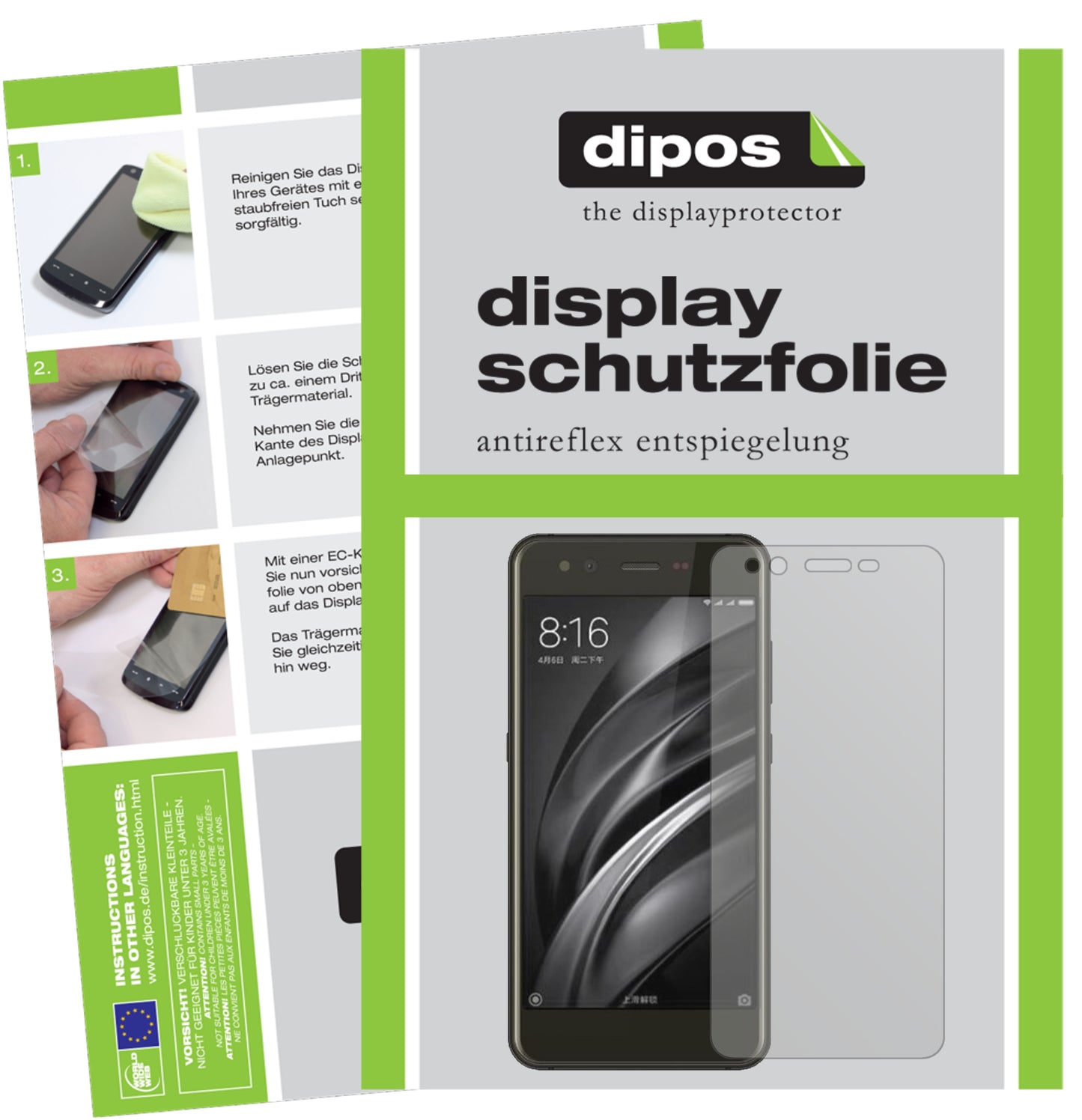 Matte Displayschutzfolie von dipos passend für Nomu M8, präziser Zuschnitt und blasenfrei montiert