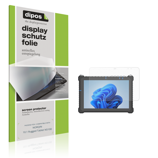 Matte Displayschutzfolie von dipos passend für NORQIN 10.1 Rugged Tablet N5100, präziser Zuschnitt und blasenfrei montiert