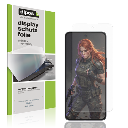 Matte Displayschutzfolie von dipos passend für Nubia Neo 5 Pro, präziser Zuschnitt und blasenfrei montiert