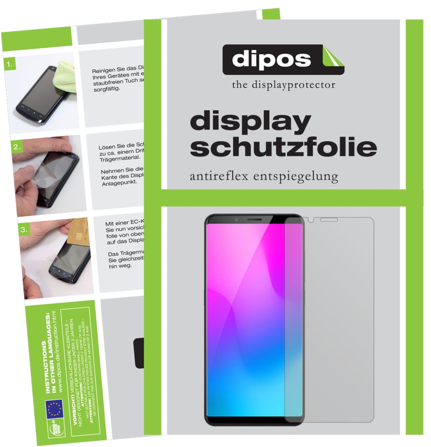 Matte Displayschutzfolie von dipos passend für Nubia Z18 Mini, präziser Zuschnitt und blasenfrei montiert