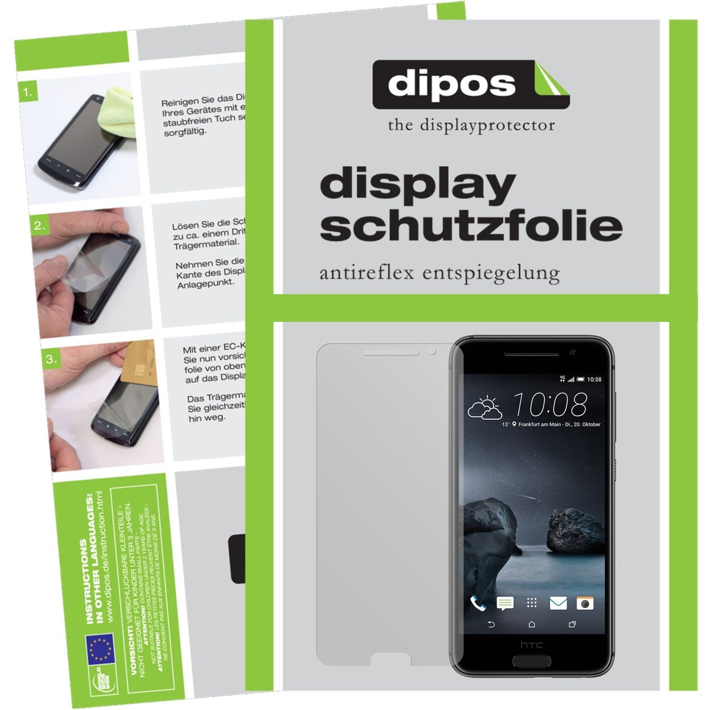 Matte Displayschutzfolie von dipos passend für One A9 HTC, präziser Zuschnitt und blasenfrei montiert