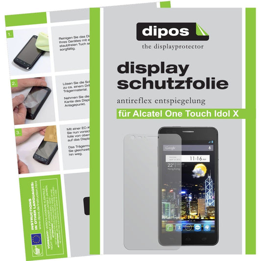 Matte Displayschutzfolie von dipos passend für One Touch Idol X Alcatel, präziser Zuschnitt und blasenfrei montiert
