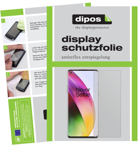 Matte Displayschutzfolie von dipos passend für OnePlus 8 Pro, präziser Zuschnitt und blasenfrei montiert