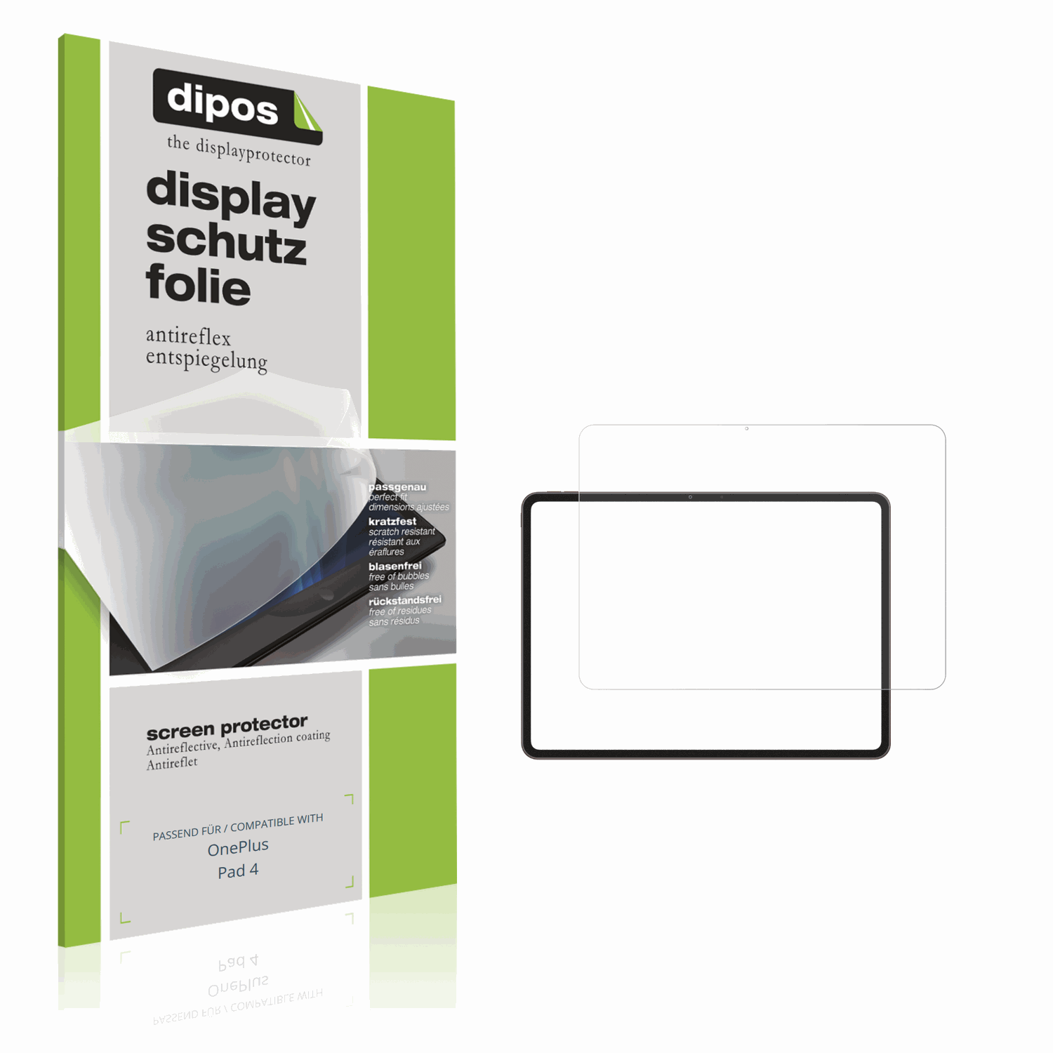 Matte Displayschutzfolie von dipos passend für OnePlus Pad 4, präziser Zuschnitt und blasenfrei montiert