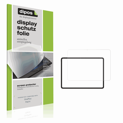 Matte Displayschutzfolie von dipos passend für OnePlus Pad 4, präziser Zuschnitt und blasenfrei montiert