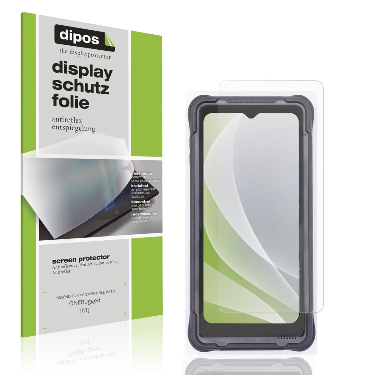 Matte Displayschutzfolie von dipos passend für ONERugged I61J, präziser Zuschnitt und blasenfrei montiert