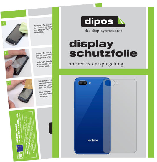 Matte Displayschutzfolie von dipos passend für Oppo Realme C1 (2019) Rückseite, präziser Zuschnitt und blasenfrei montiert