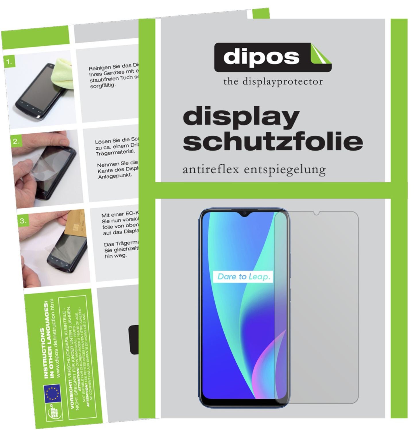 Matte Displayschutzfolie von dipos passend für Oppo Realme C15, präziser Zuschnitt und blasenfrei montiert