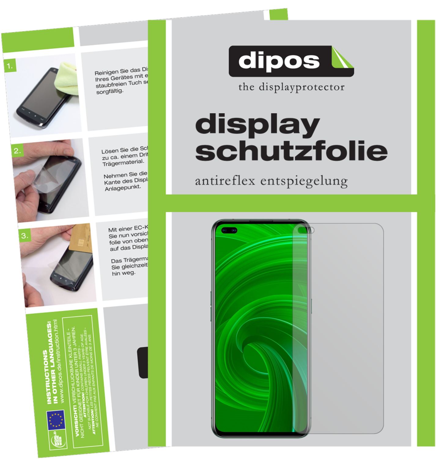 Matte Displayschutzfolie von dipos passend für Oppo Realme X50 5G, präziser Zuschnitt und blasenfrei montiert