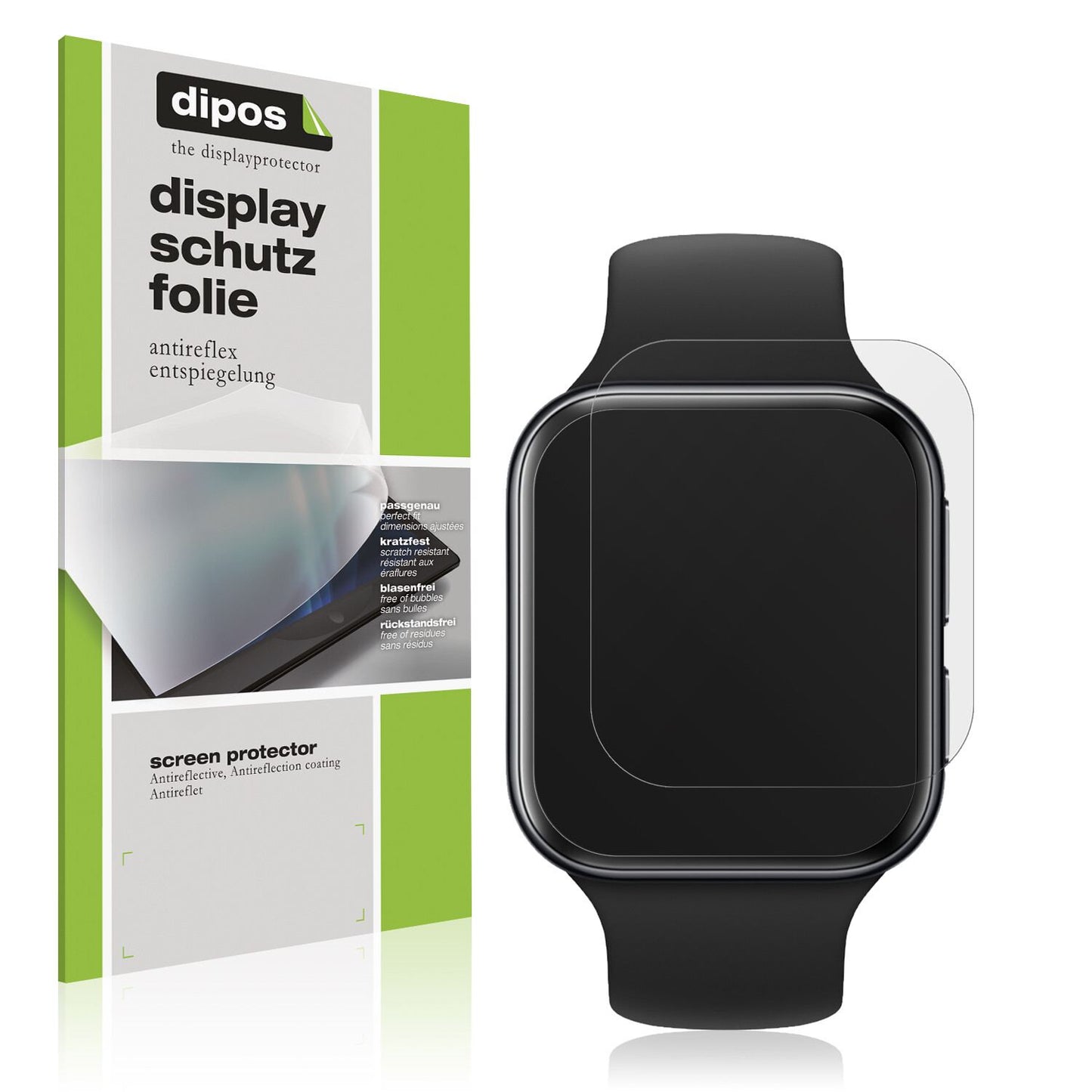Matte Displayschutzfolie von dipos passend für OPPO Watch 3, präziser Zuschnitt und blasenfrei montiert