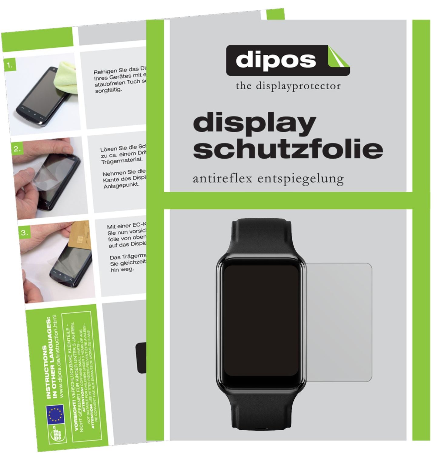 Matte Displayschutzfolie von dipos passend für Oppo Watch Free, präziser Zuschnitt und blasenfrei montiert
