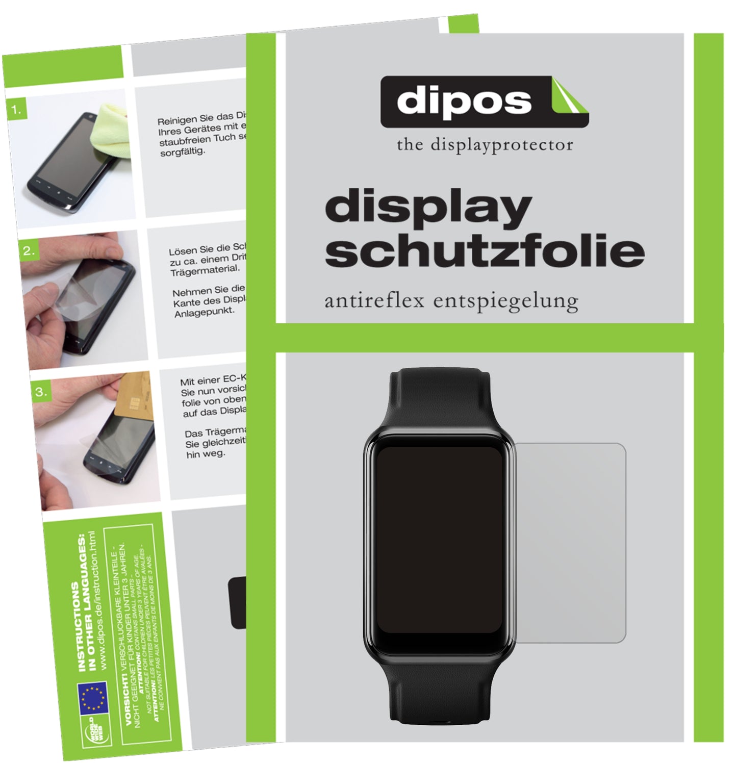 Matte Displayschutzfolie von dipos passend für Oppo Watch Free, präziser Zuschnitt und blasenfrei montiert