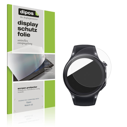 Matte Displayschutzfolie von dipos passend für Oppo Watch X3, präziser Zuschnitt und blasenfrei montiert