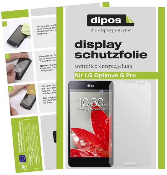 Matte Displayschutzfolie von dipos passend für Optimus G Pro LG, präziser Zuschnitt und blasenfrei montiert