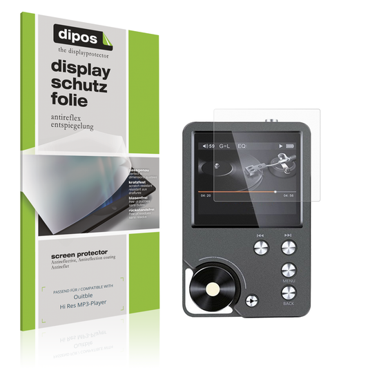 Matte Displayschutzfolie von dipos passend für Ouitble Hi Res MP3-Player, präziser Zuschnitt und blasenfrei montiert