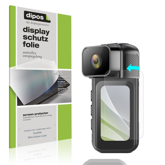Matte Displayschutzfolie von dipos passend für Ouitble Mini Action Cam, präziser Zuschnitt und blasenfrei montiert