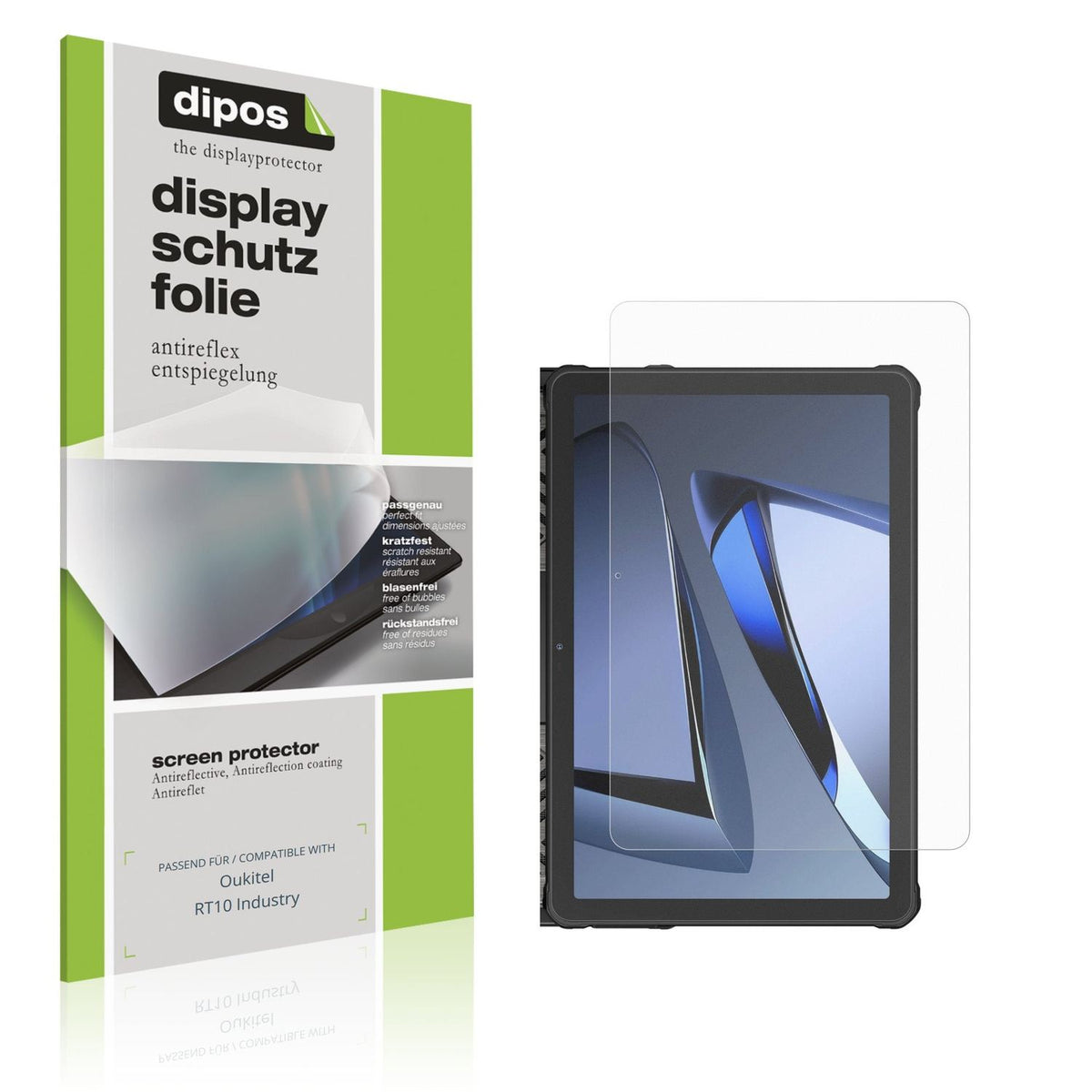 Matte Displayschutzfolie von dipos passend für Oukitel RT10 Industry, präziser Zuschnitt und blasenfrei montiert