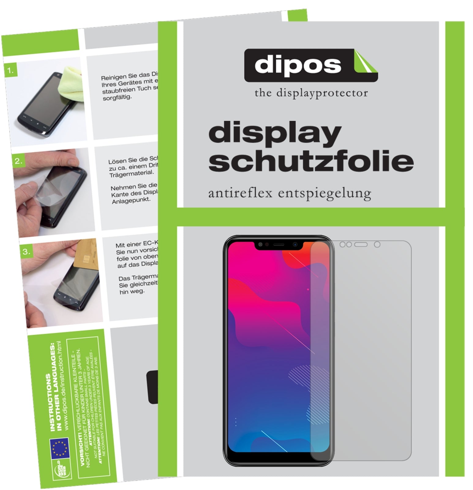Matte Displayschutzfolie von dipos passend für Panasonic Eluga Z1, präziser Zuschnitt und blasenfrei montiert