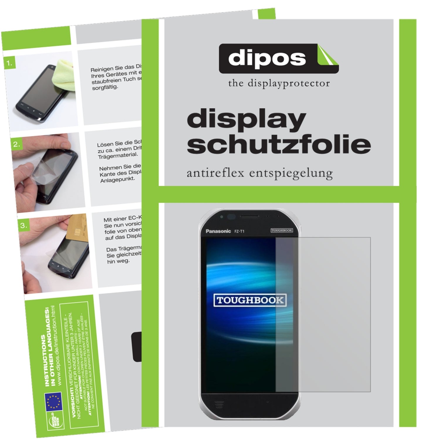 Matte Displayschutzfolie von dipos passend für Panasonic Toughbook FZ-T1, präziser Zuschnitt und blasenfrei montiert