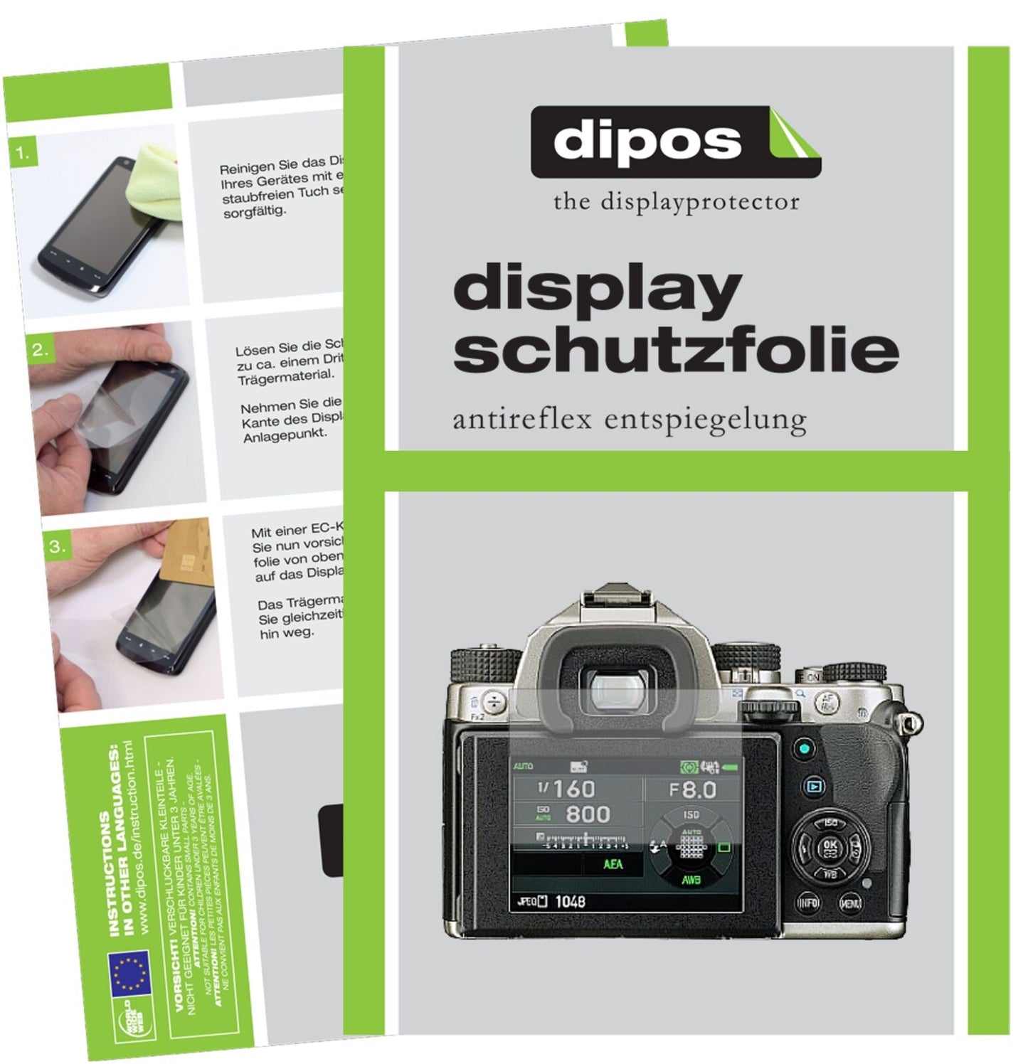 Matte Displayschutzfolie von dipos passend für Pentax KP APS-C-Spiegelreflexkamera, präziser Zuschnitt und blasenfrei montiert